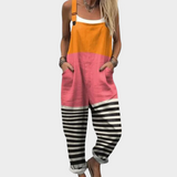 Farbblock Latzhose mit Streifen