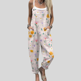 Florale Latzhose in Zartrosa