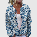 Karin™ | Cardigan mit blauem Blattmuster