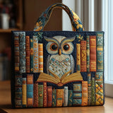 Handgefertigte Stepptasche – Eule und alte Bücher