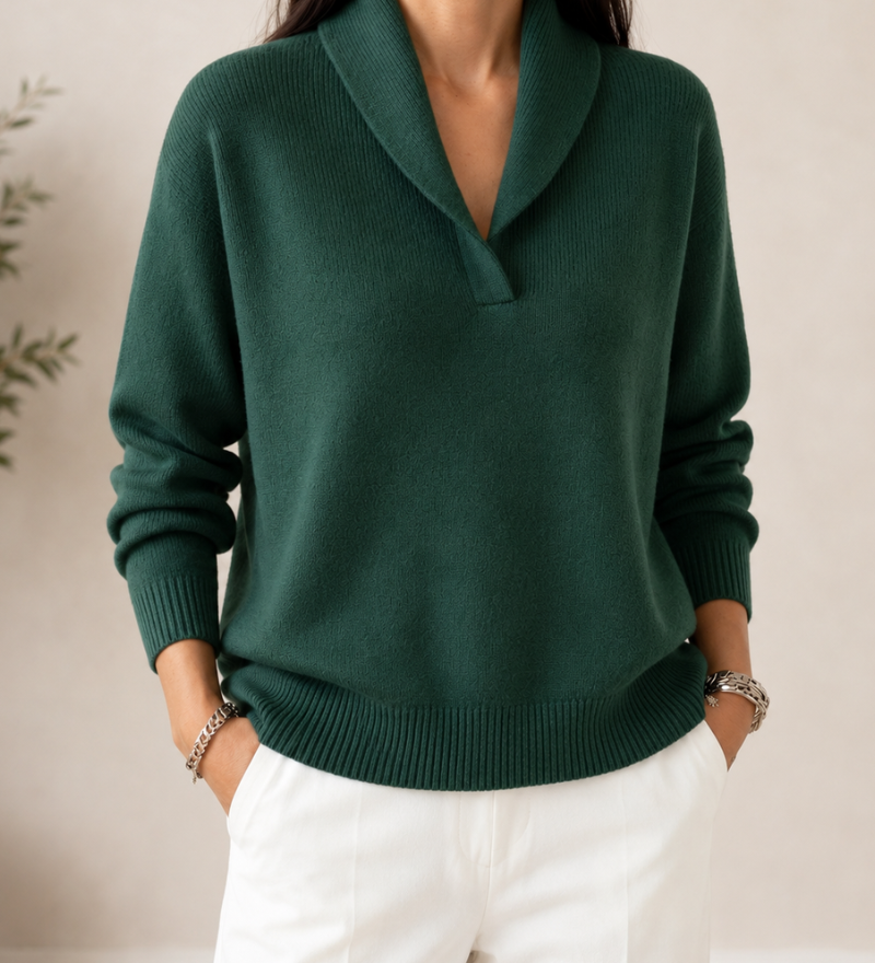 Sanfter V-Ausschnitt Pullover