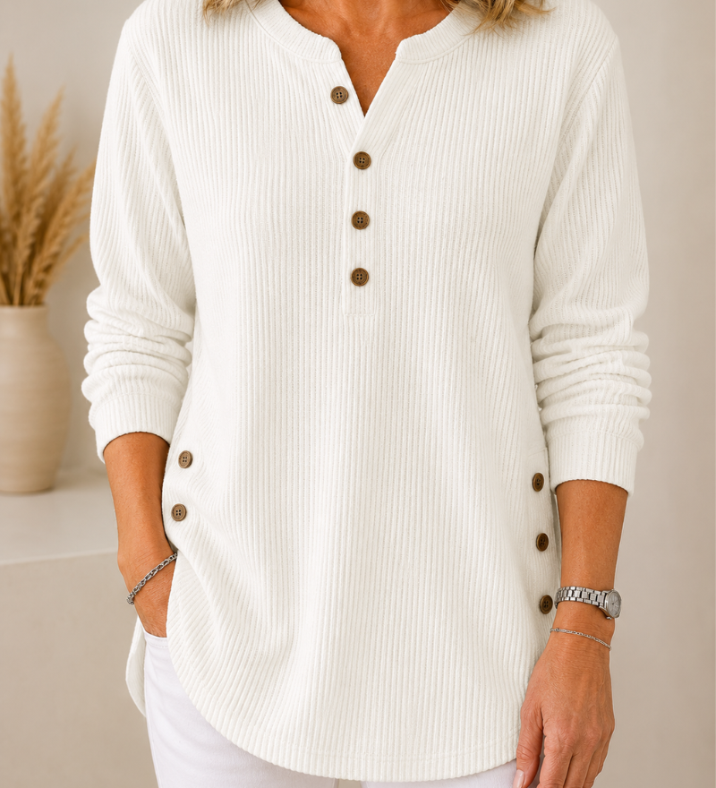 Bequemer Knopf-Pullover