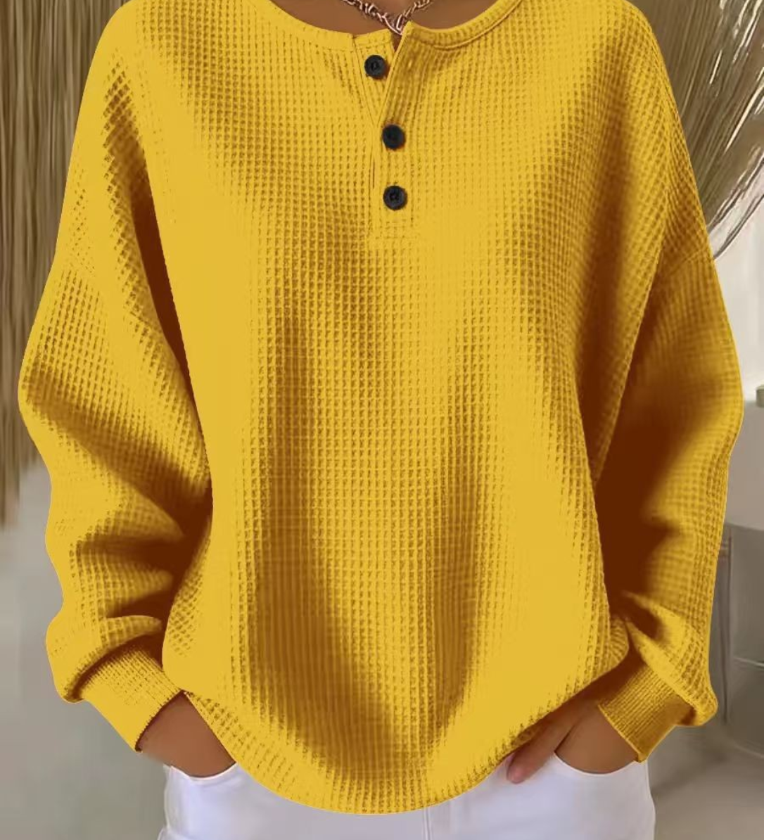 Sanfter Strukturierter Knopf-Pullover