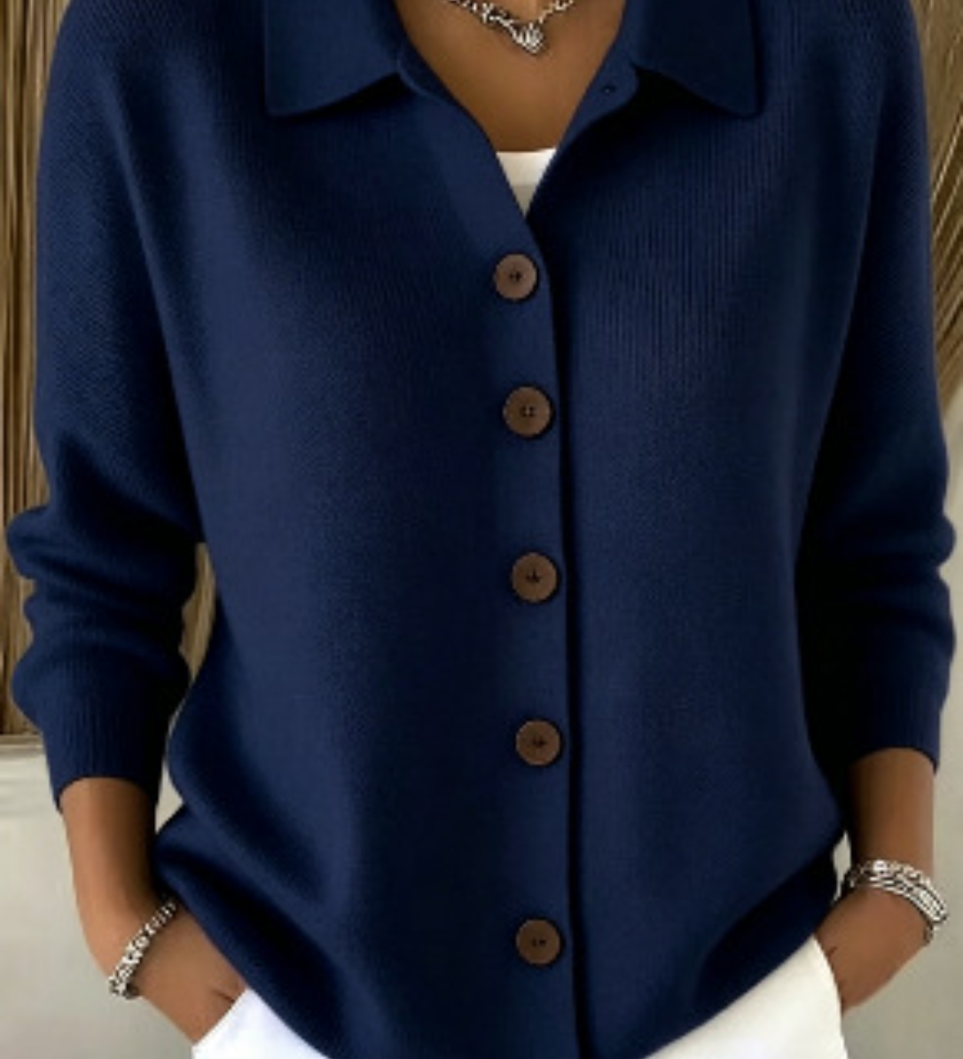 Sanfter Kragen Knopf-Pullover