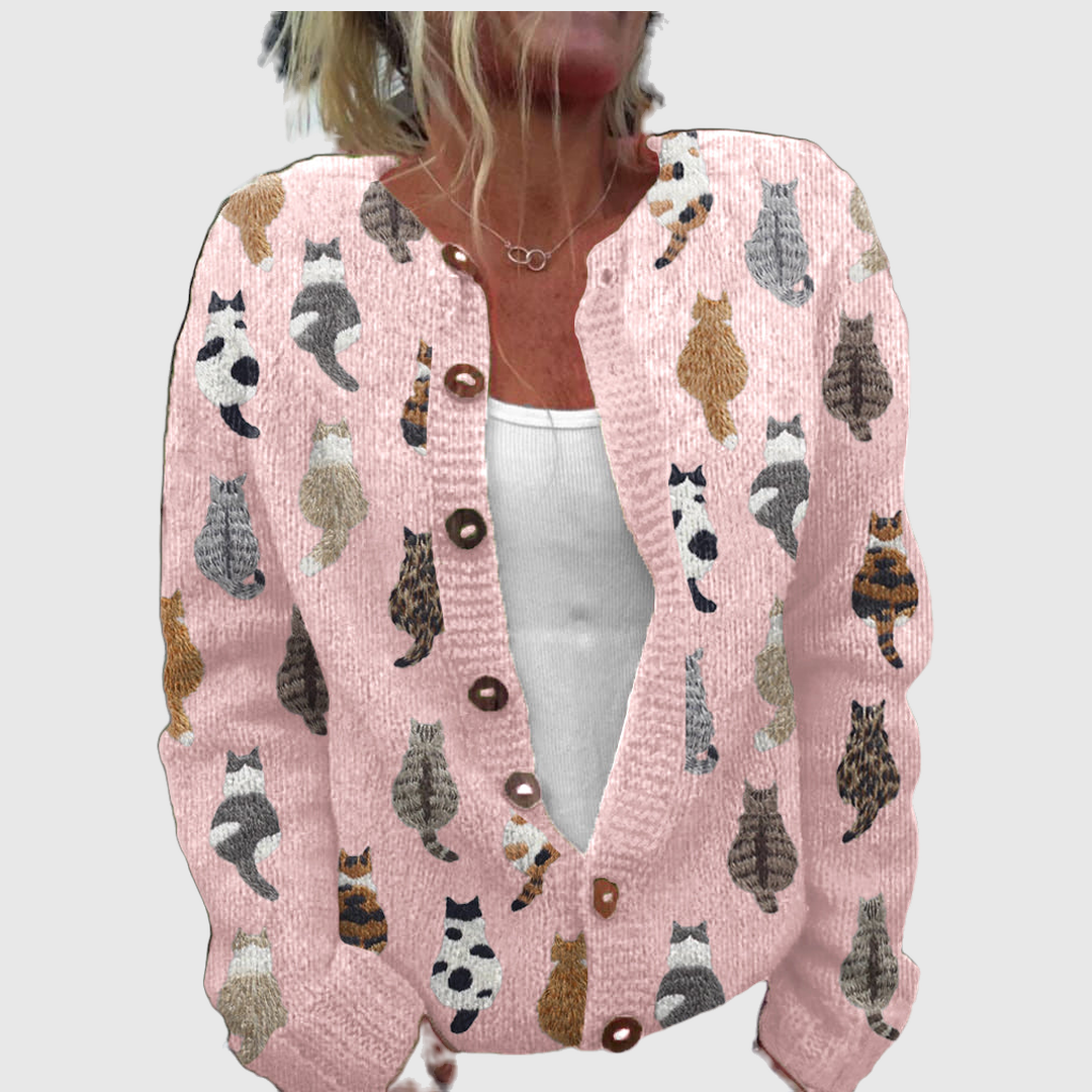 Charlotte™ | Cardigan mit Katzenmotiv
