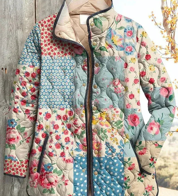 Karoline™ | Steppjacke im Blumen-Patchwork