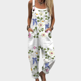 Florale Latzhose mit Wildblumen in Weiß