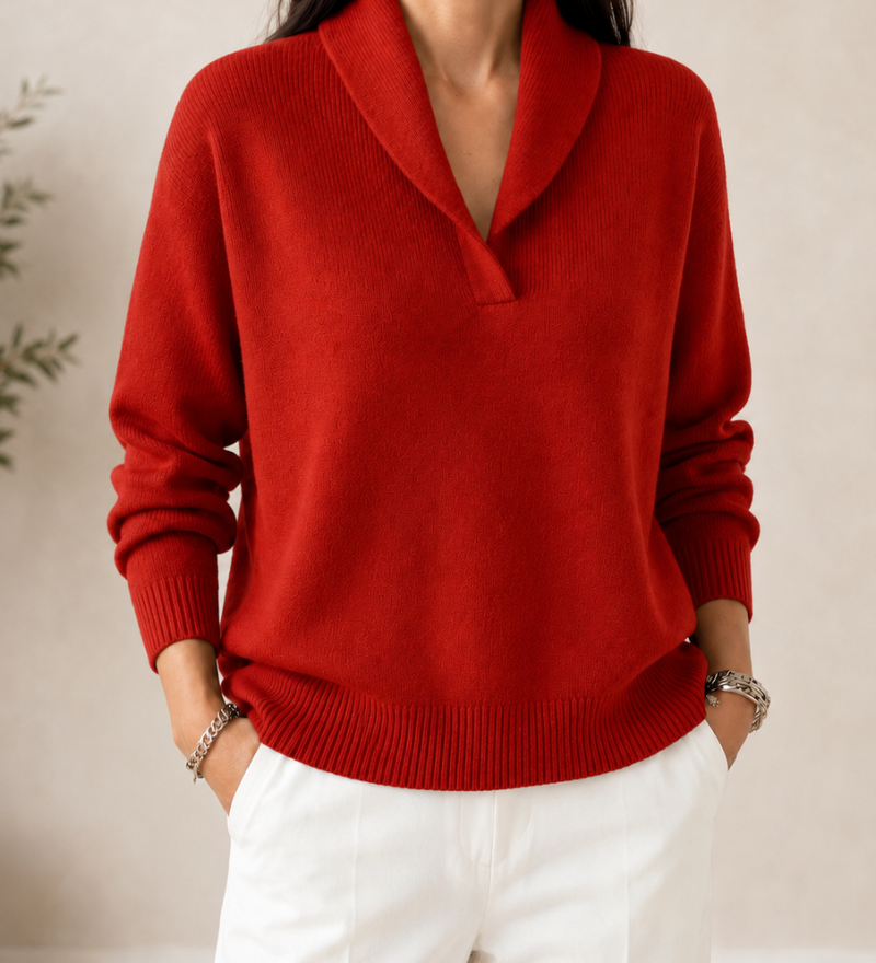 Sanfter V-Ausschnitt Pullover