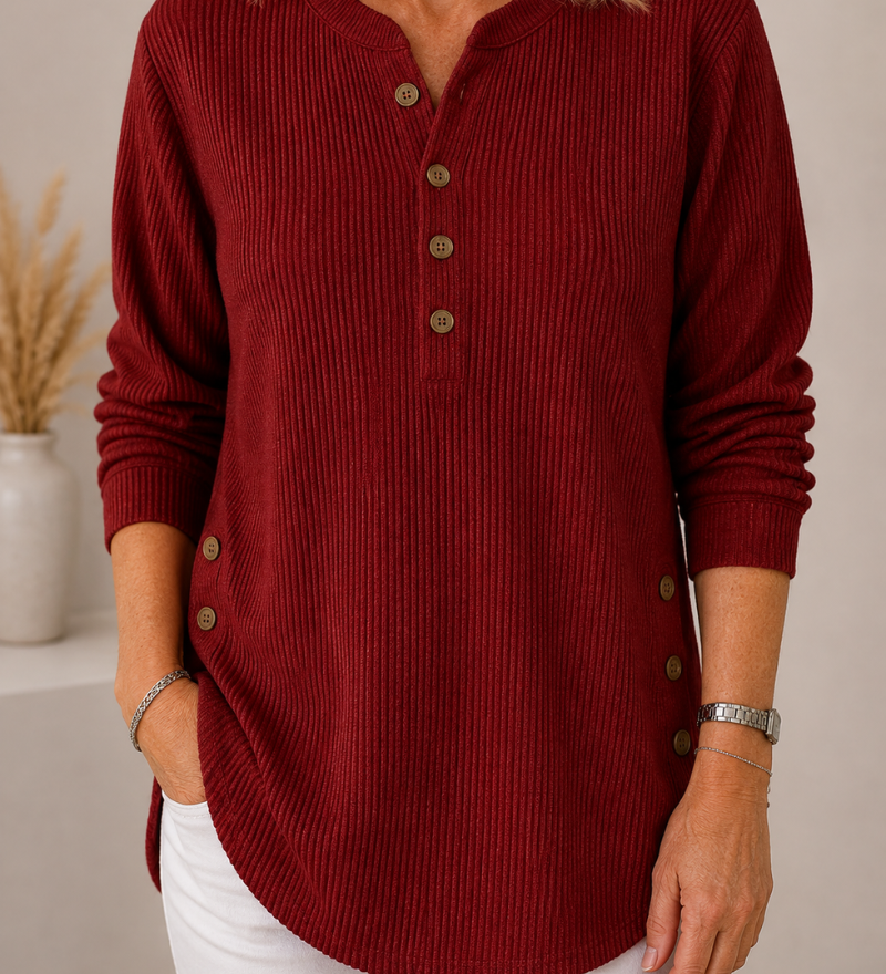 Bequemer Knopf-Pullover