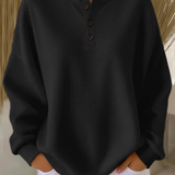 Sanfter Strukturierter Knopf-Pullover