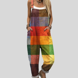 Bunte Latzhose im Patchwork-Stil