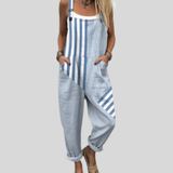Gestreifte Latzhose in Blau und Weiß