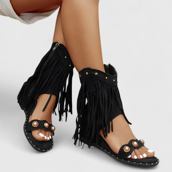 Eira - Elegante Fransen Sandalen