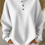 Sanfter Strukturierter Knopf-Pullover
