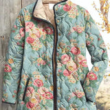 Nadja™ | Steppjacke mit Rosen auf Mintgrün