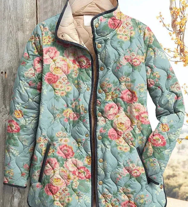 Nadja™ | Steppjacke mit Rosen auf Mintgrün