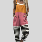 Farbblock Latzhose Orange-Rosa
