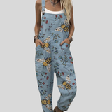Helleblaue Latzhose mit Bienen