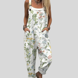 White Overalls with Wildflowers