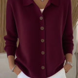 Sanfter Kragen Knopf-Pullover