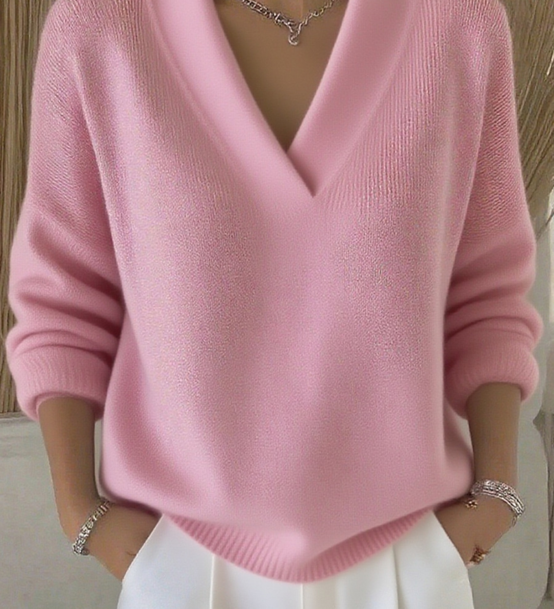 Sanfter V-Ausschnitt Pullover
