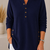 Bequemer Knopf-Pullover