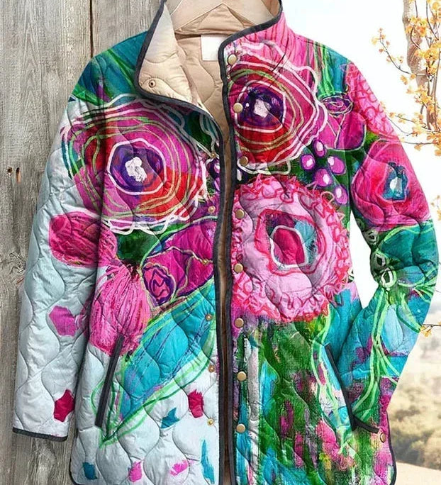 Roswitha™ | Steppjacke mit Blumen in Pink
