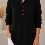 Bequemer Knopf-Pullover