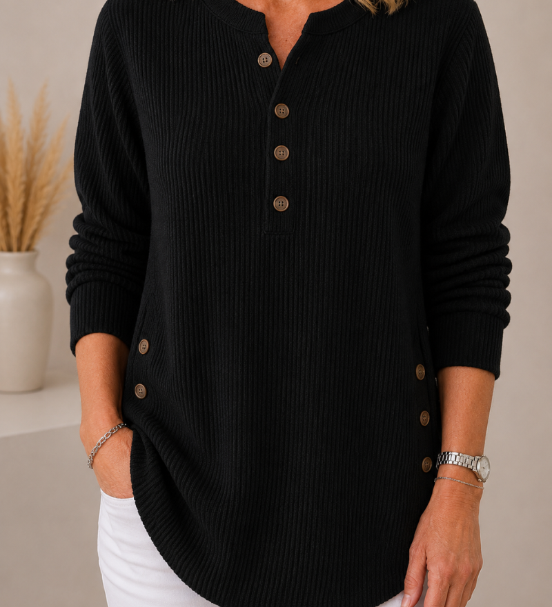 Bequemer Knopf-Pullover