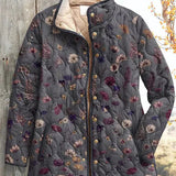 Mechthild™ | Steppjacke mit Blumenmuster in Grau