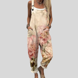 Salopette mit Aquarell-Rosen Creme