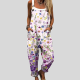 Latzhose mit Wildblumen in Flieder