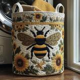 Gesteppter Wäschekorb – mit Bienen und Blumen