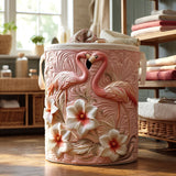 Gesteppter Wäschekorb – mit Flamingos
