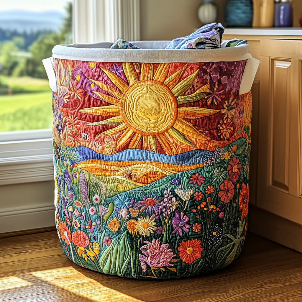 Gesteppter Wäschekorb – mit Blumenmuster