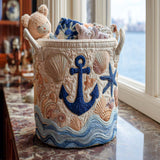 Gesteppter Wäschekorb – mit maritimem Motiv