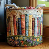 Gesteppter Wäschekorb – mit Büchern und Blumen