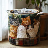 Gesteppter Wäschekorb – mit Katzen