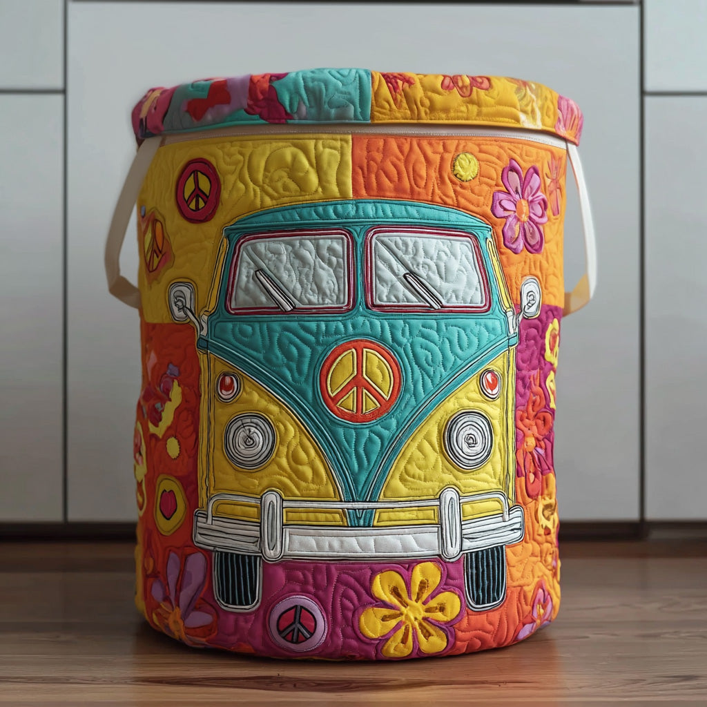 Gesteppter Wäschekorb – im bunten Hippie-Stil