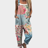 Boho-Patchwork Latzhose in Pastellfarben