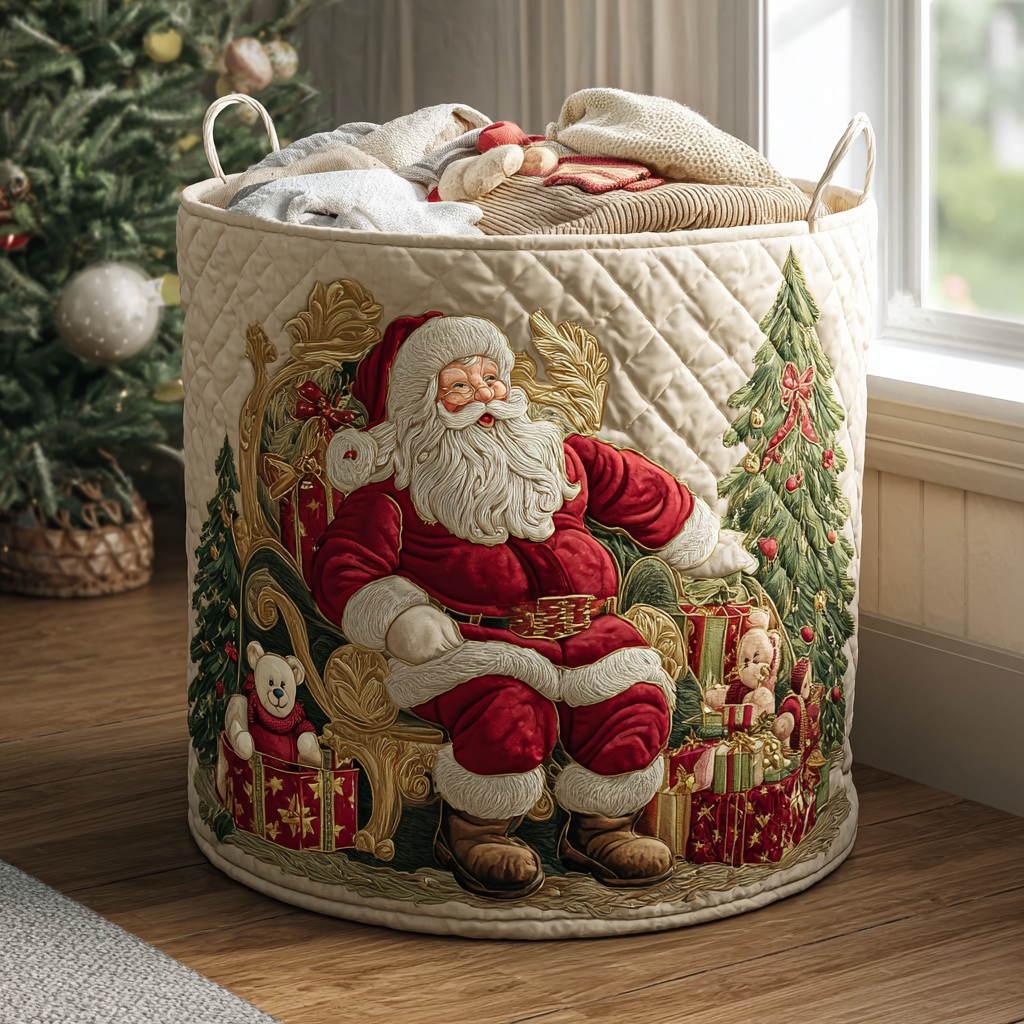 Gesteppter Wäschekorb – mit Weihnachtsmann