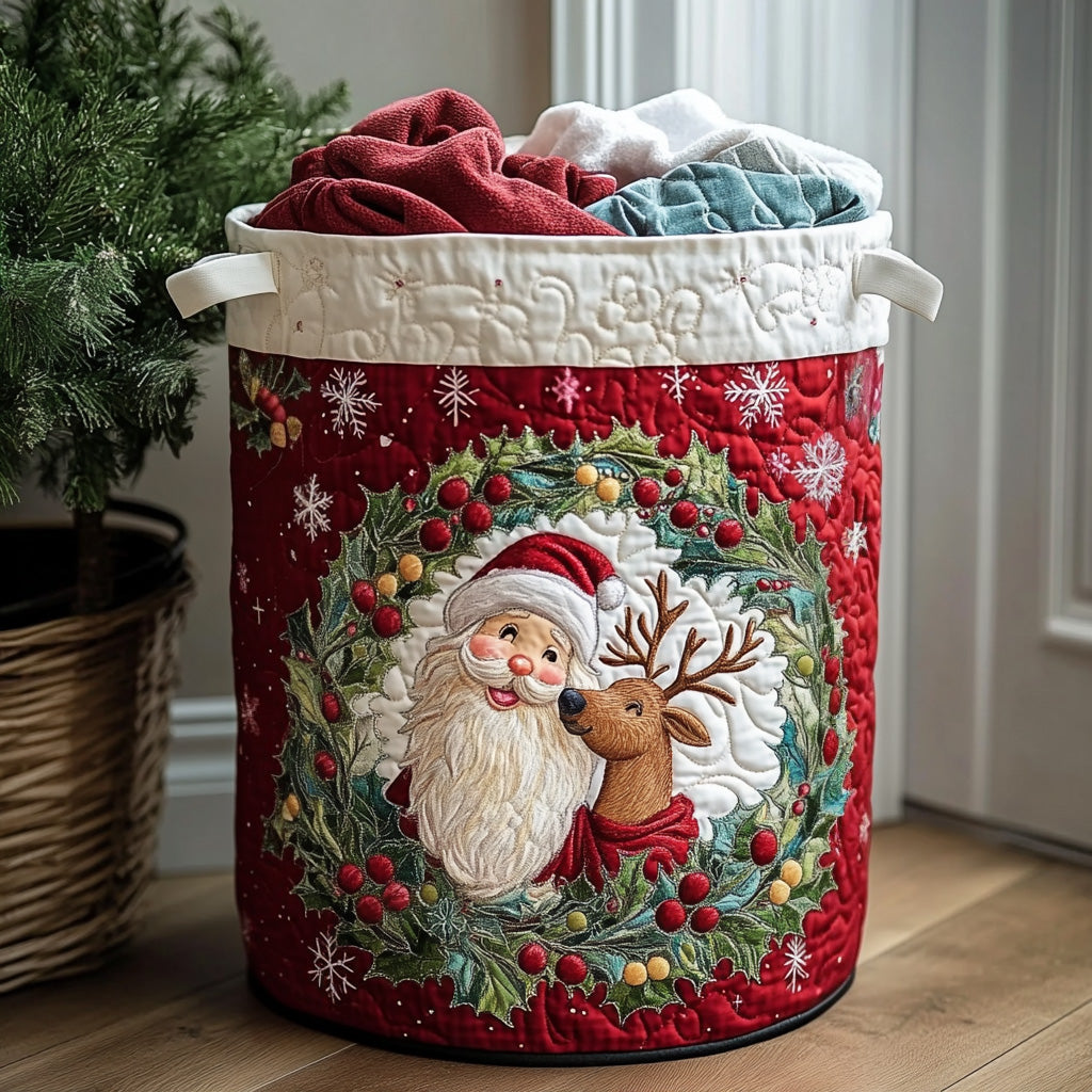 Gesteppter Wäschekorb – mit weihnachtlichem Muster