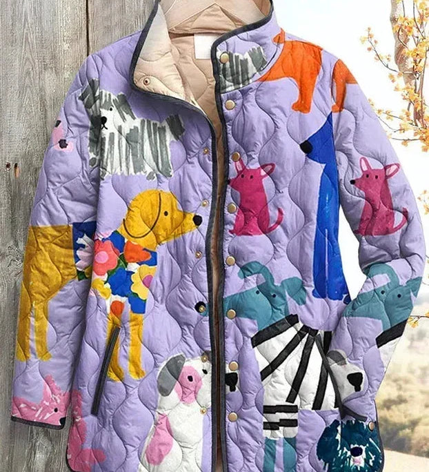 Ursel™ | Steppjacke mit Hunden in Fliederfarbe