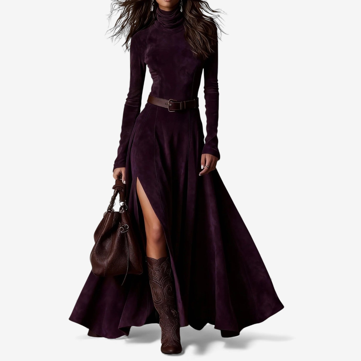 Élodie | Elegantes langes Kleid mit inkludiertem Gürtel