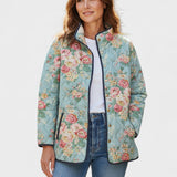 Nadja™ | Steppjacke mit Rosen auf Mintgrün