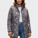 Mechthild™ | Steppjacke mit Blumenmuster in Grau