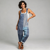 Boho-Patchwork Latzhose Blau