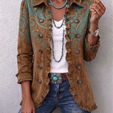 Ilse™ | Blazer in Braun mit Türkis-Paisleymuster