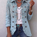 Cornelia™ | Blazer in Hellblau mit Paisleymuster