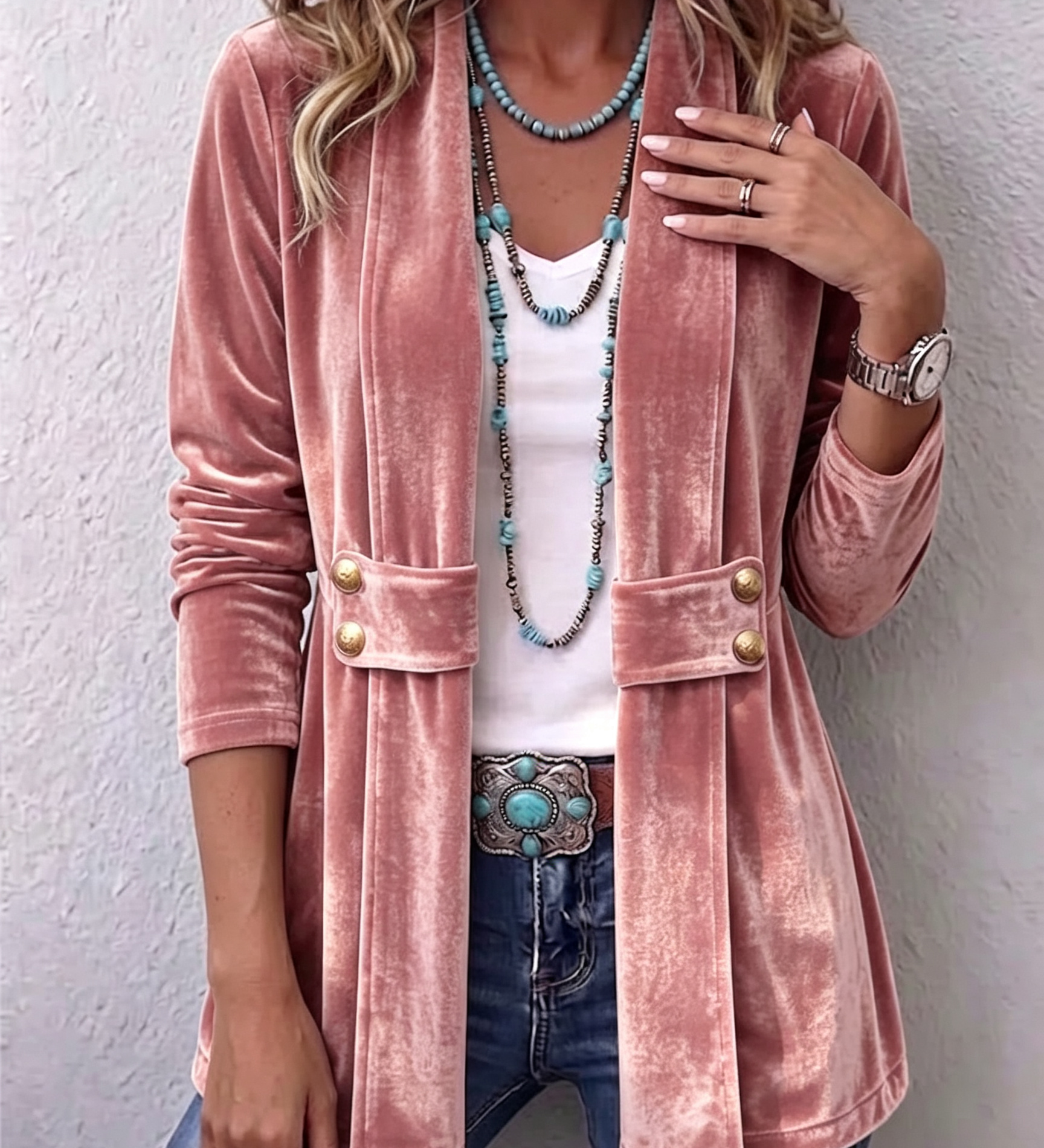 Katrin™ | Offener Blazer mit Glanz
